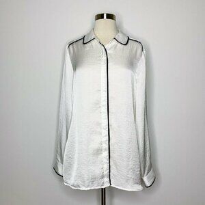 Isaac Mizrahi Top Women Size 14 White Black Trim
